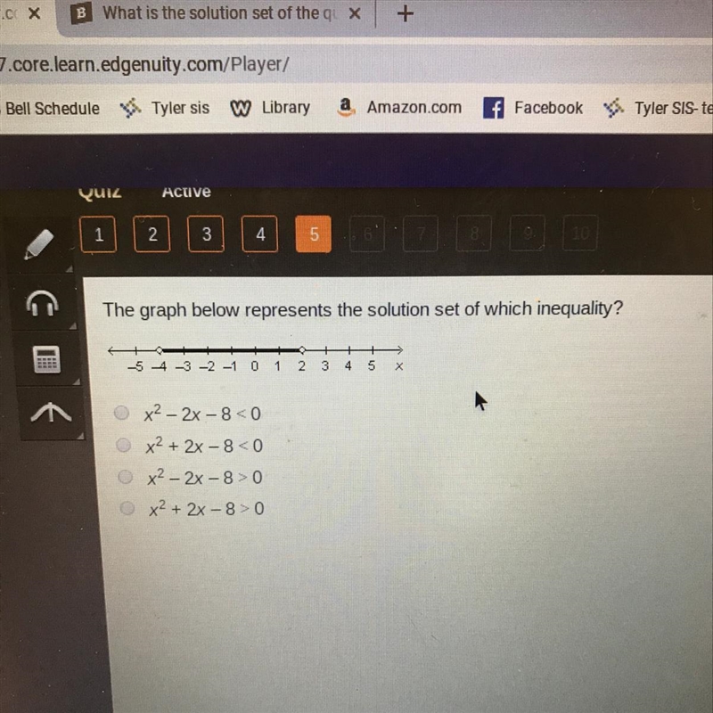 The graph below represents the solution set of which inequality-example-1