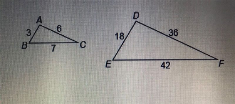 Which theorem or postulate proves that ABC and DEF are similar? Select from the drop-example-1