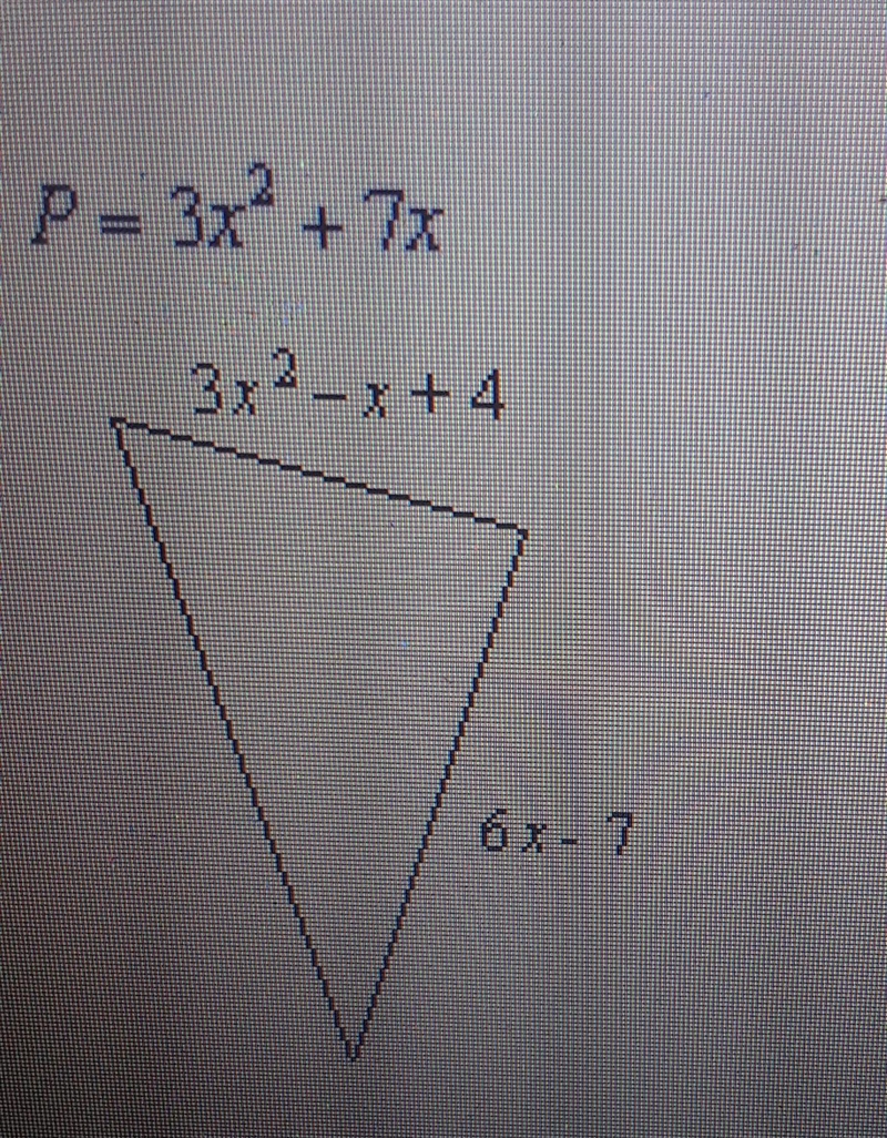 The measures of two sides of a triangle are given. If P is the perimeter, find the-example-1