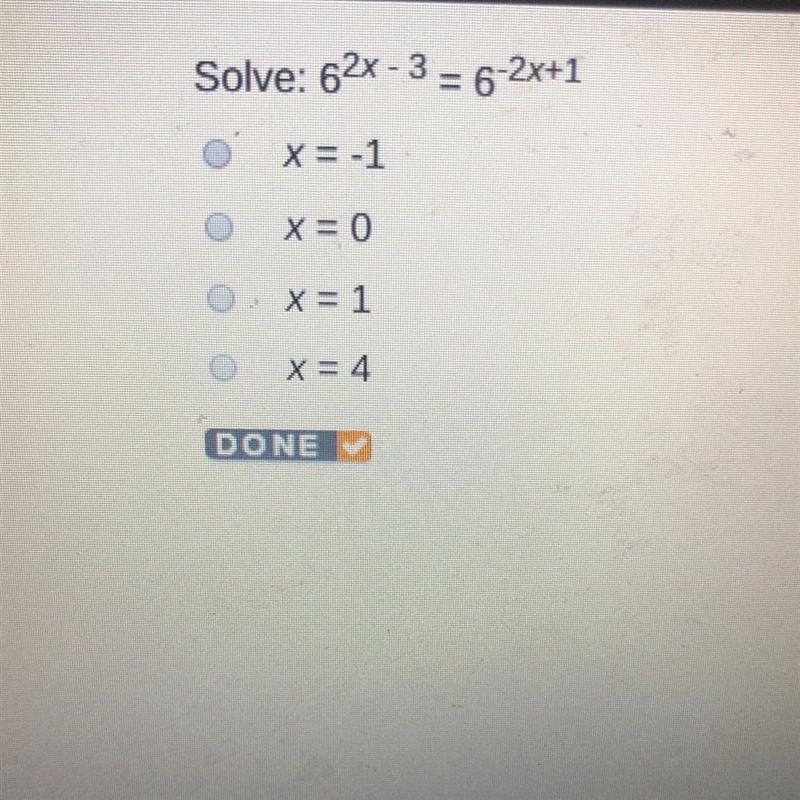 Solve: 6^2x-3=6^-2+1-example-1