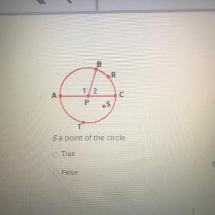 S a point of the circle True False-example-1