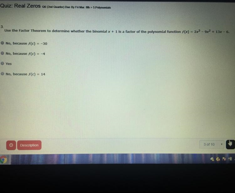 HELP!!! Use the factor Theorem to determine whether the binomial x+1 is a factor of-example-1