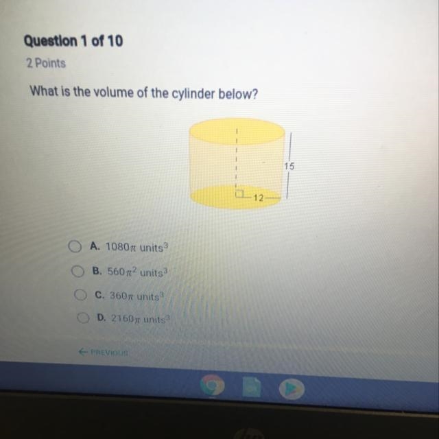 What is the volume of the cylinder below?-example-1