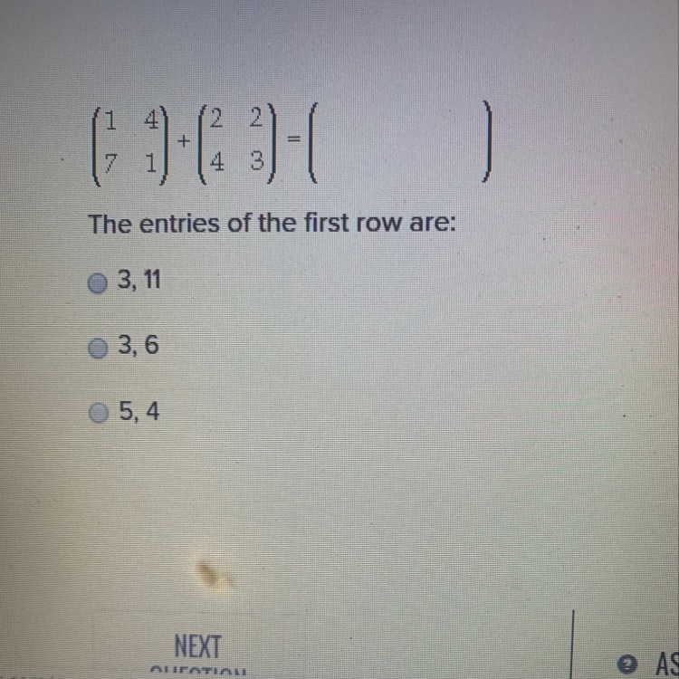 The entires of the first row are-example-1