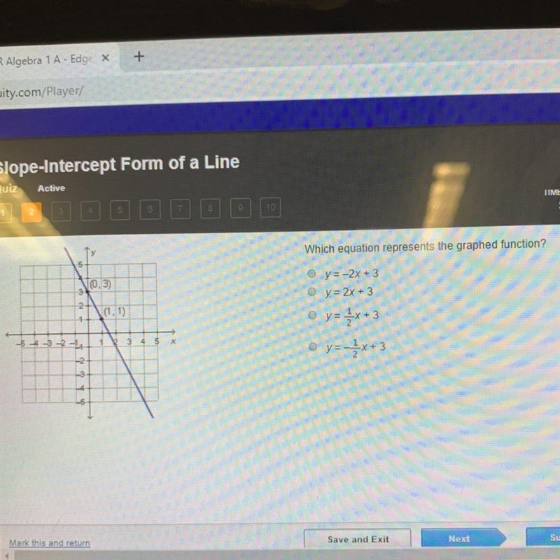 Which equation represents the graphed function?-example-1