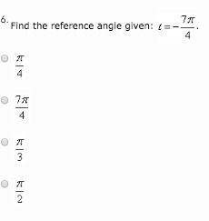 Find the reference angle given: t= -7π/4.-example-1