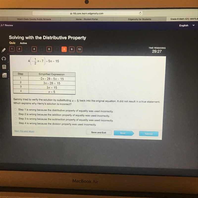 Henry showed all the steps he took to solve the equation-example-1