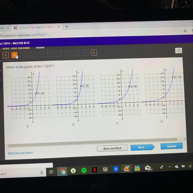 Which is the graph of f(x)=2(3)^x-example-1