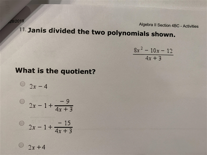 Could anyone please find the quotient? I'm horrible at math.-example-1