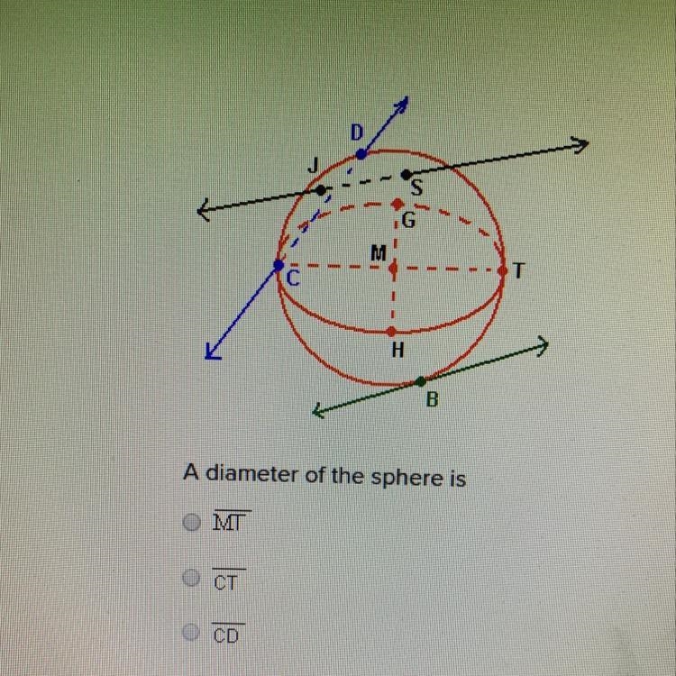 A diameter of the sphere is MT CT CD-example-1