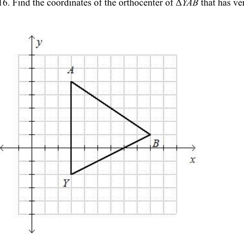 Find the coordinates of the orthocenter of ΔYAB that has vertices at Y(3, –2), A(3, 5), and-example-1