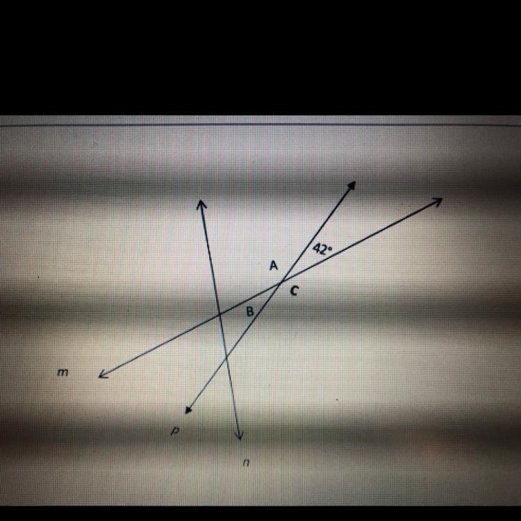 Which is the measure of angle C A). 42° B). 138° C). 180° D). 218°-example-1