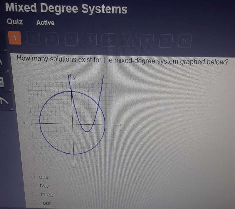 How many solutions exist the mixed-degree system graphed below​-example-1