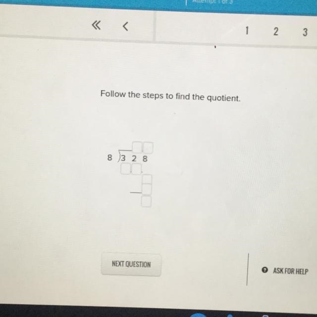 Follow the steps to find the quotient. Please help !-example-1