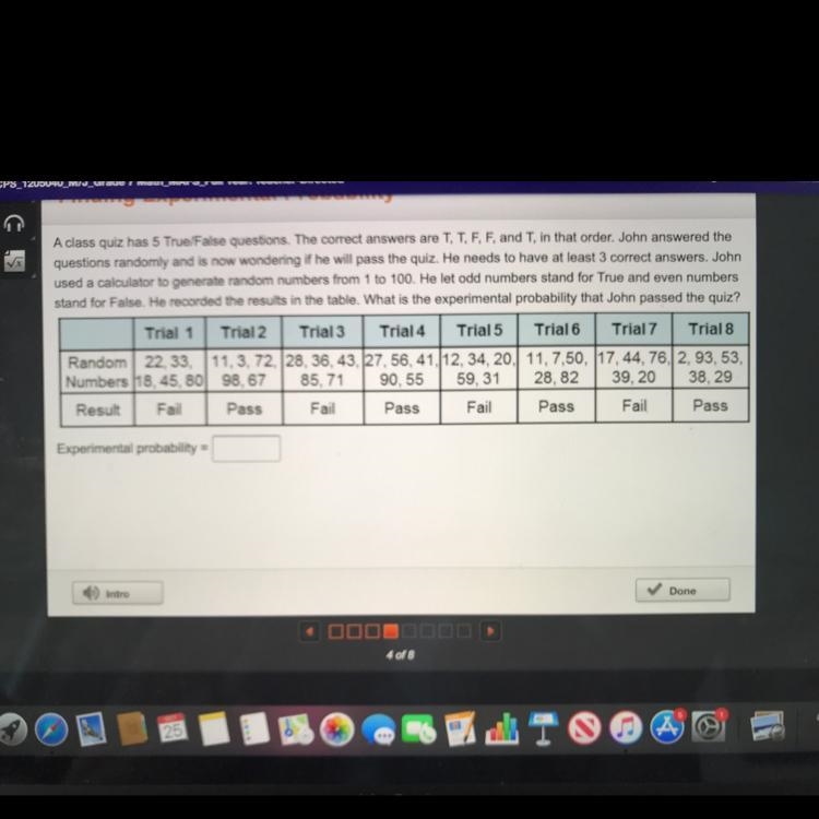 A class quiz has 5 True/False questions. The correct answers are T, T, F, F, and T-example-1