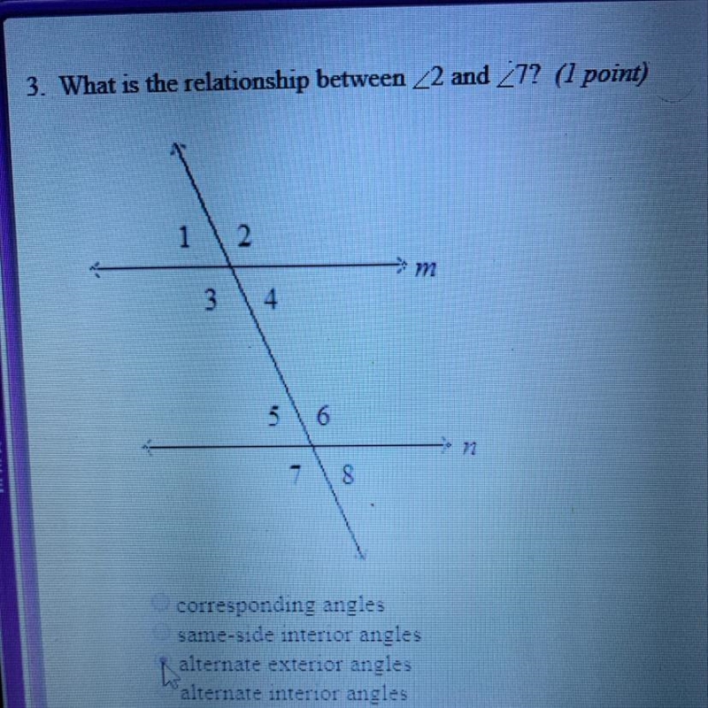 What is the relationship between angle 2 and angle 7-example-1