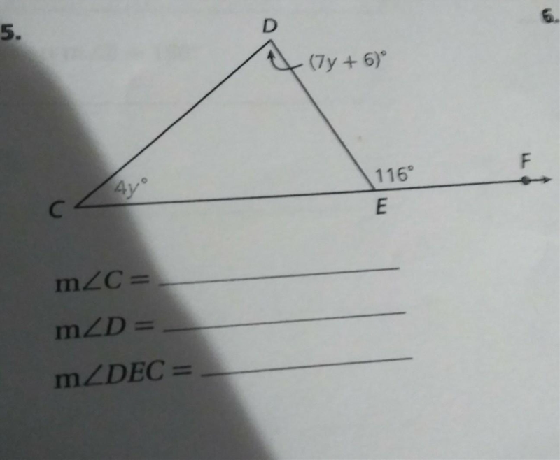 Use the Exterior Angles Theorem to find the measure of each angle in degrees.​-example-1