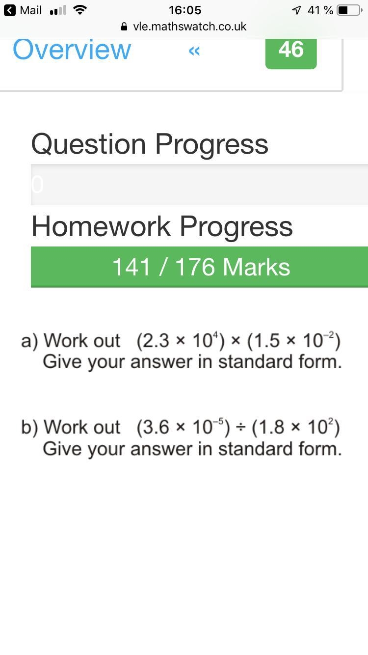 Give answer in standard form for part a and b-example-1