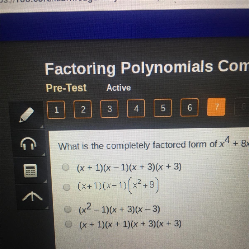 What is the completely factored form of x^4+8^2-9?-example-1