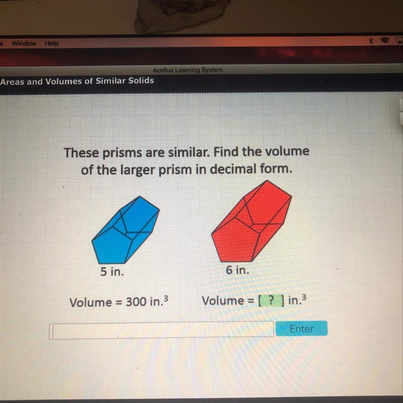 These prisms are similar. Find the volume of the larger prism in decimal form. Need-example-1