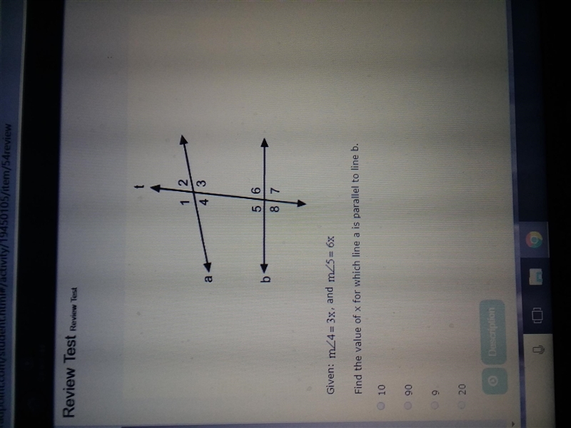 Find the value of x for which line a is parallel to line b-example-1