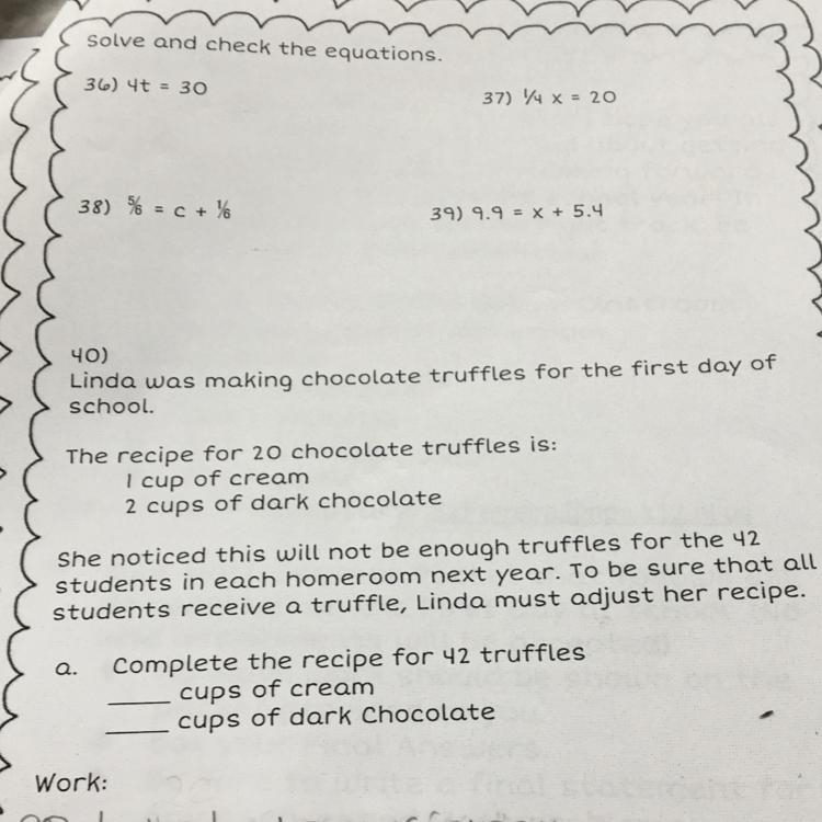 40) Linda was making chocolate truffles for the first day of school. The recipe for-example-1