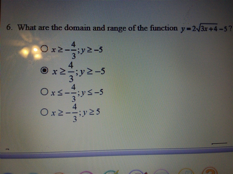 50 POINTS!!!!! What is the domain and range of the function in photo-example-1