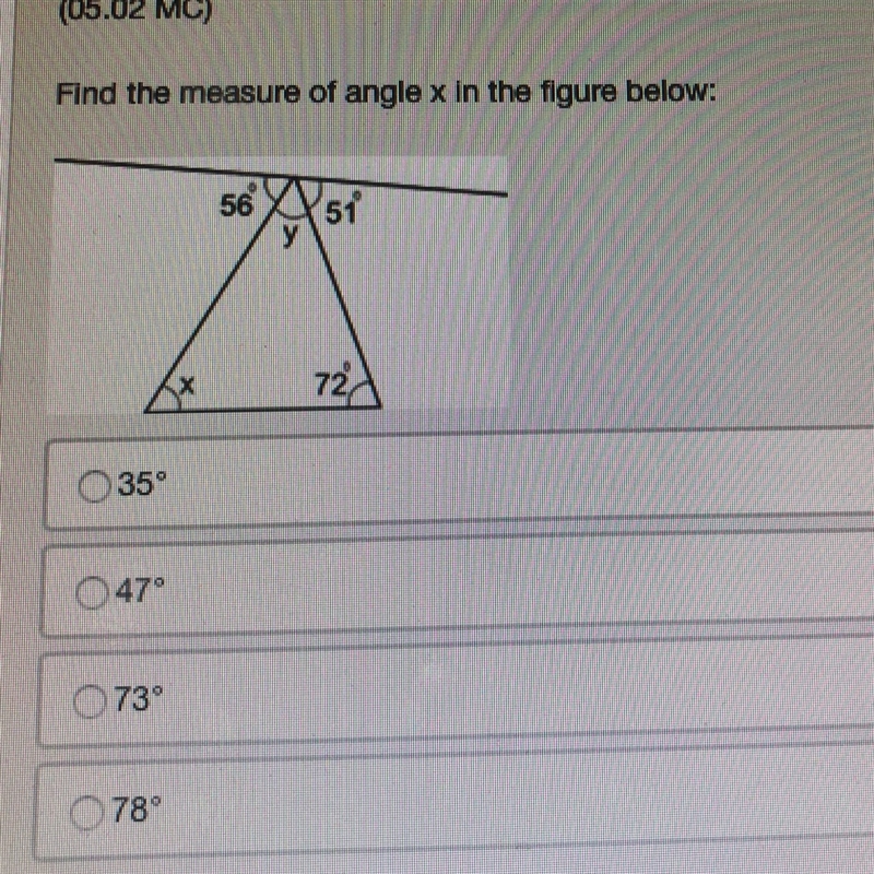 Find the measure of angle x in the figure below-example-1