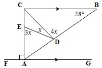 FG ∥ CB, A ∈ FG, D ∈ AB, E ∈ AC Find the value of x. Give reasons to justify your-example-1