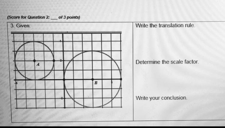 40 points!! 1. Write the translation rule 2. Determine the scale factor. Don’t answer-example-1