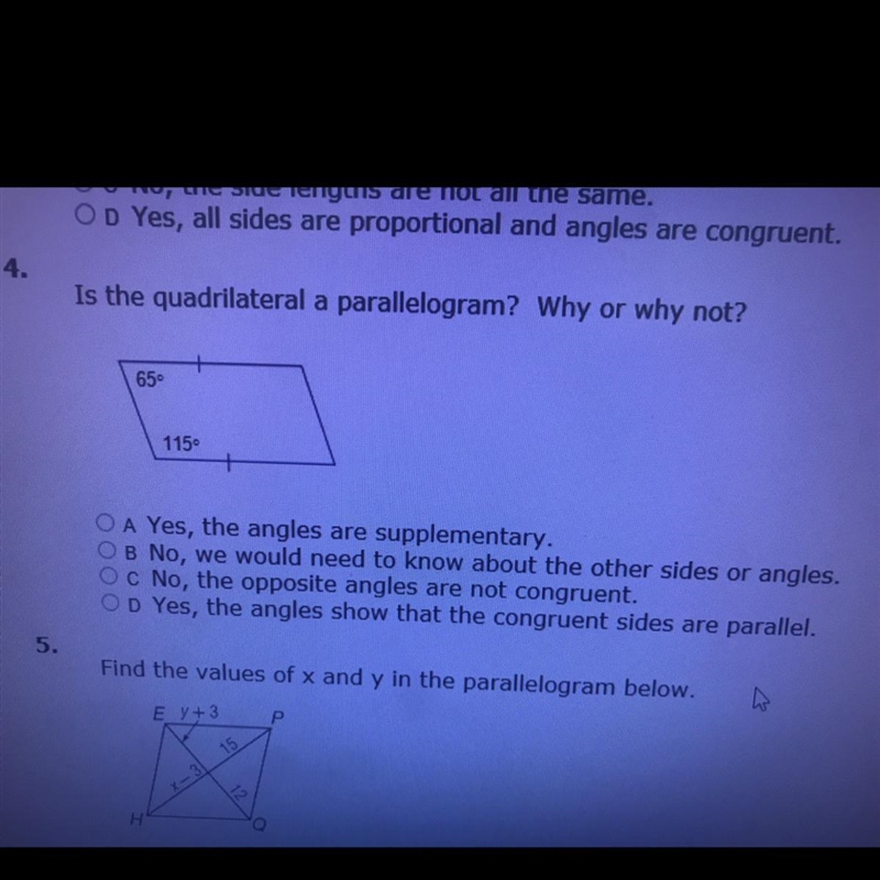 Is the quadrilateral a parallelogram? Why Or why not.-example-1