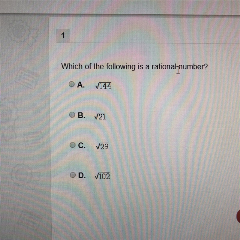 (20 POINTS) Which of the following is a rational number? Please solve fast!-example-1