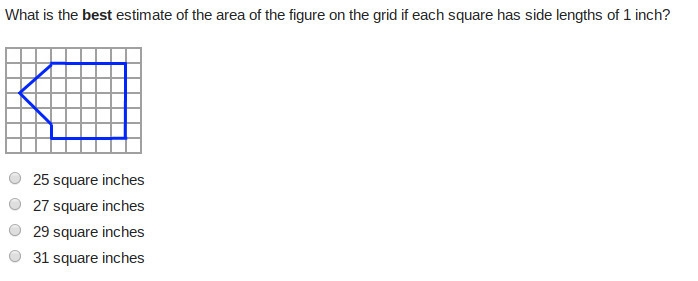 What is the best estimate of the area of the figure on the grid if each square has-example-1