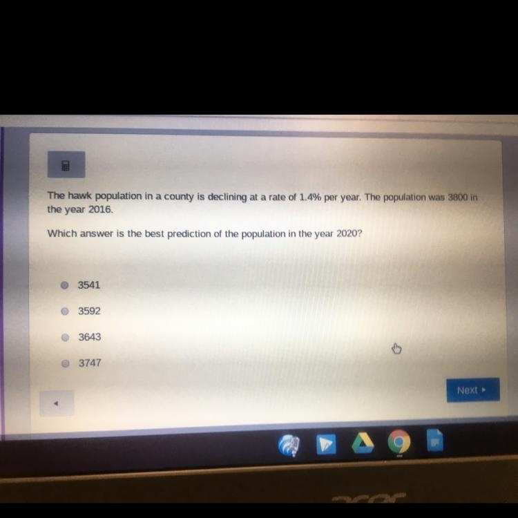 Which answer is the best prediction of the population in the year 2020?-example-1