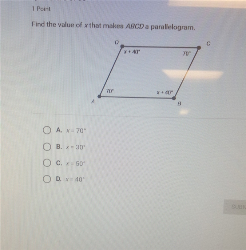 Find the value of x that makes ABCDa parallelogram pleas help-example-1