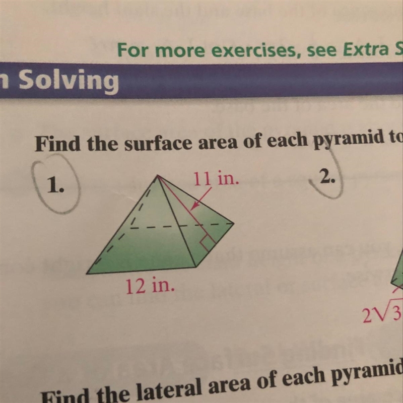 Find the surface area of each pyramid to the nearest whole number.-example-1