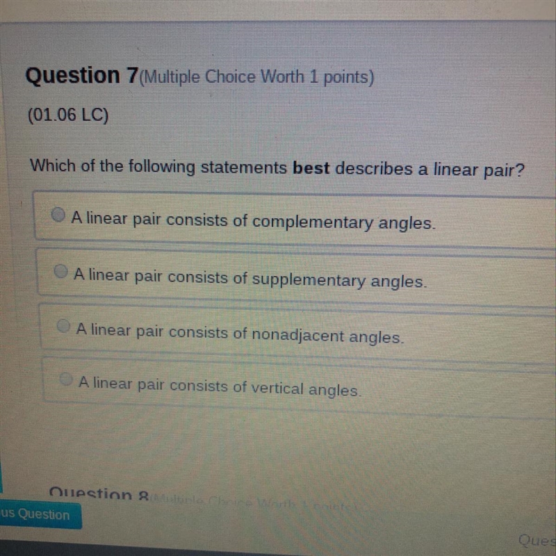 Which of the following statements best describes a linear pair-example-1