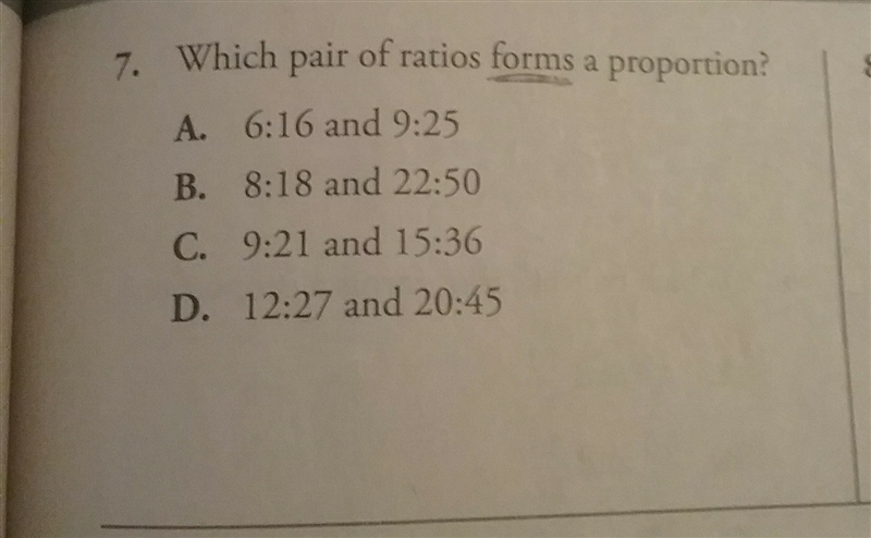 Which pair of ratios forms a proportion?​-example-1