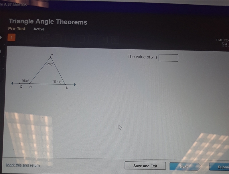 The value of x is i really need help with this ​-example-1