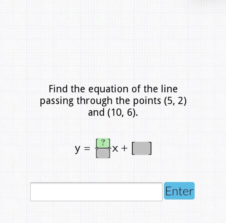 Find the equation of the line passing through the points (6,2)(10,6)-example-1