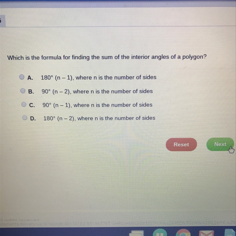 What is the formula for finding the sum of the interior angles of a polygon?-example-1