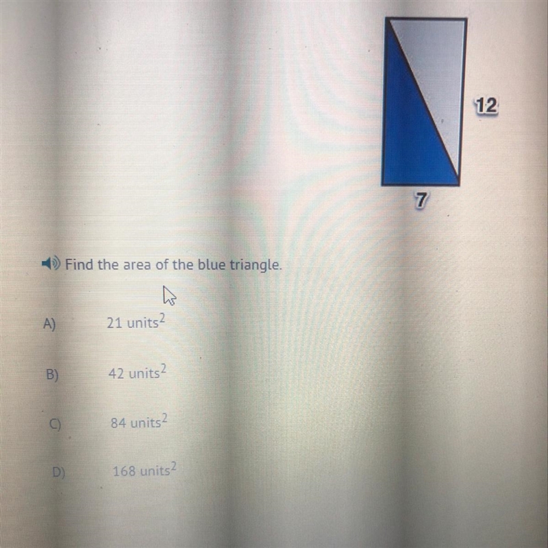 Find the area of the blue triangle?-example-1