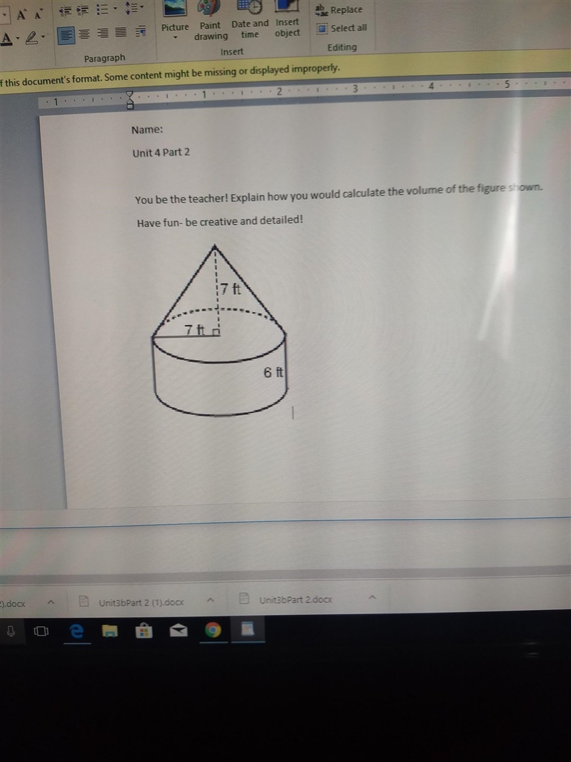 you be the teacher explain how you would calculate the volume of the figure shows-example-1