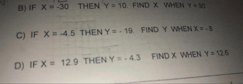 If Y varies directly with X solve the following :-example-1