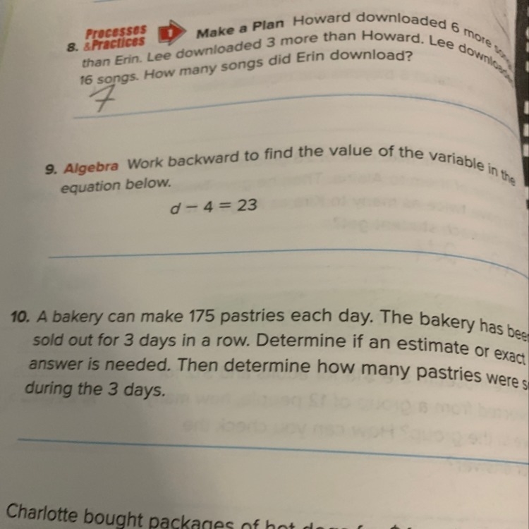 Work background to the to find value of the variable in the equation below D - 4 = 23-example-1