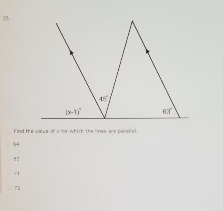 Find the value of x for which the lines are parallel.​-example-1