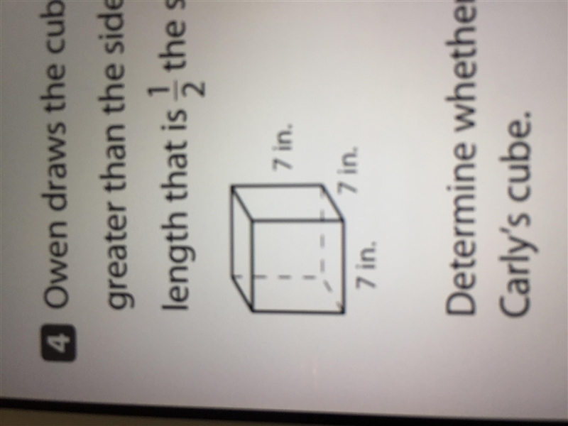 Owen draws the cube shown. Pat draws a cube with a side length that is 3 units greater-example-1