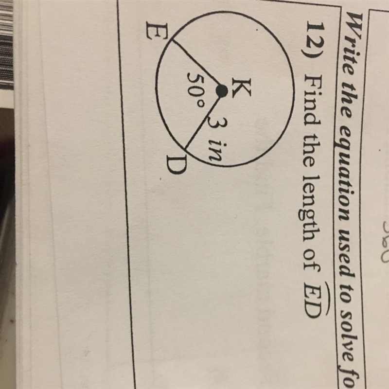 Find the length of arc ED-example-1