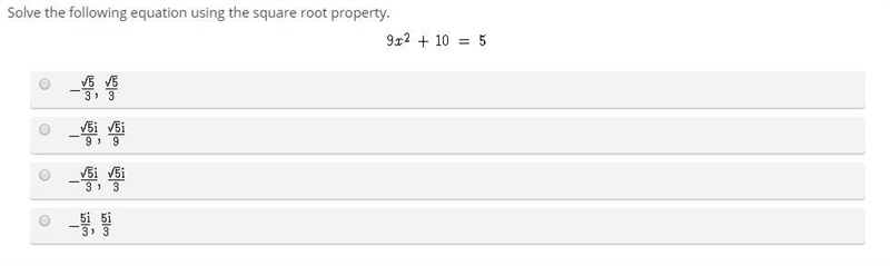 Solve the following equation using the square root property.-example-1