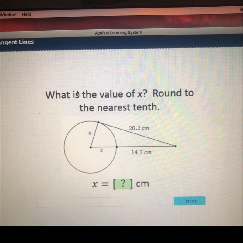 What is the value of x? Round to the nearest tenth. Please Help-example-1